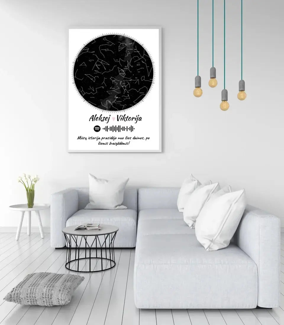 Personalizuotas žvaigždžių žemėlapis, plakatas su rėmeliu  Poster -  dovanokis.lt