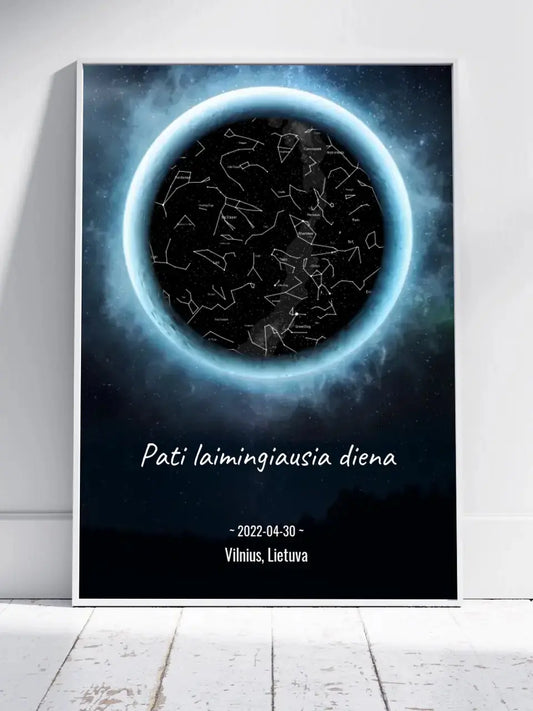 Personalizuotas žvaigždžių žemėlapis, plakatas su rėmeliu  Poster -  dovanokis.lt