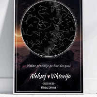 Personalizuotas žvaigždžių žemėlapis, plakatas su rėmeliu  Poster -  dovanokis.lt