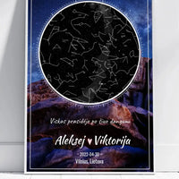 Personalizuotas žvaigždžių žemėlapis, plakatas su rėmeliu  Poster -  dovanokis.lt