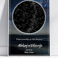 Personalizuotas žvaigždžių žemėlapis, plakatas su rėmeliu  Poster -  dovanokis.lt