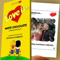 Personalizuotas "Love is Yellow" šokoladas su jūsų nuotrauka  Šokoladas -  dovanokis.lt