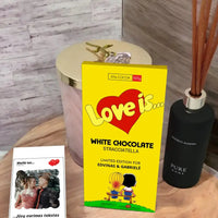 Personalizuotas "Love is Yellow" šokoladas su jūsų nuotrauka  Šokoladas -  dovanokis.lt