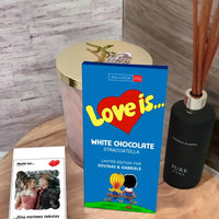 Personalizuotas "Love is Blue" šokoladas su jūsų nuotrauka  Šokoladas -  dovanokis.lt