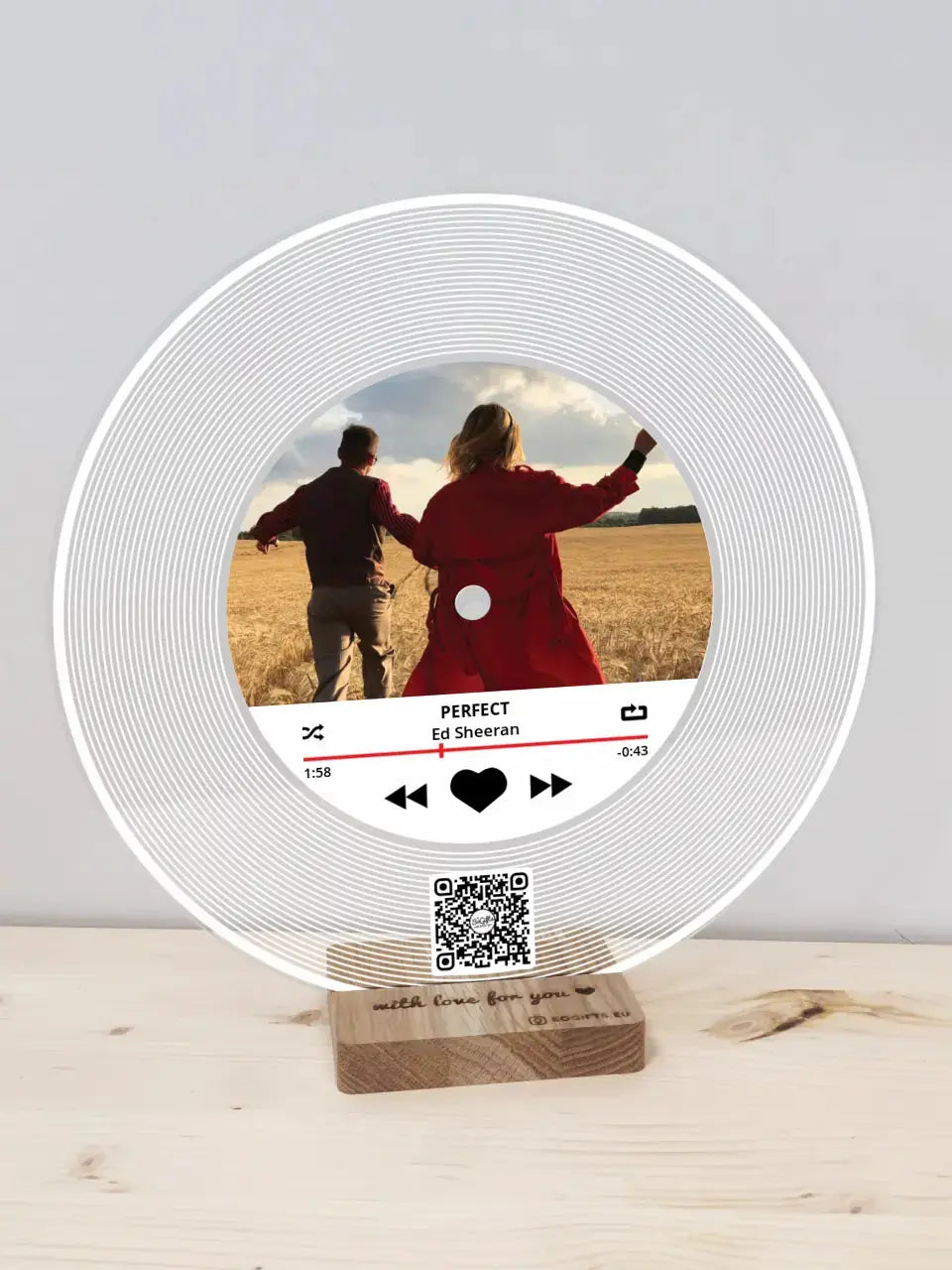 Personalizuota "SoPlayer V2" Vinilinė plokštelė su jūsų nuotrauka permatomas organinis stiklas TeeInBlue