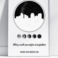 Personalizuotas žvaigždžių žemėlapio plakatas su jūsų vieta ir žemėlapiu  Poster -  dovanokis.lt