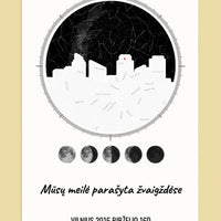 Personalizuotas žvaigždžių žemėlapio plakatas su jūsų vieta ir žemėlapiu  Poster -  dovanokis.lt