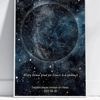 Personalizuotas žvaigždžių žemėlapis, plakatas su rėmeliu  Poster -  dovanokis.lt