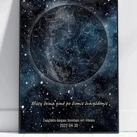 Personalizuotas žvaigždžių žemėlapis, plakatas su rėmeliu  Poster -  dovanokis.lt