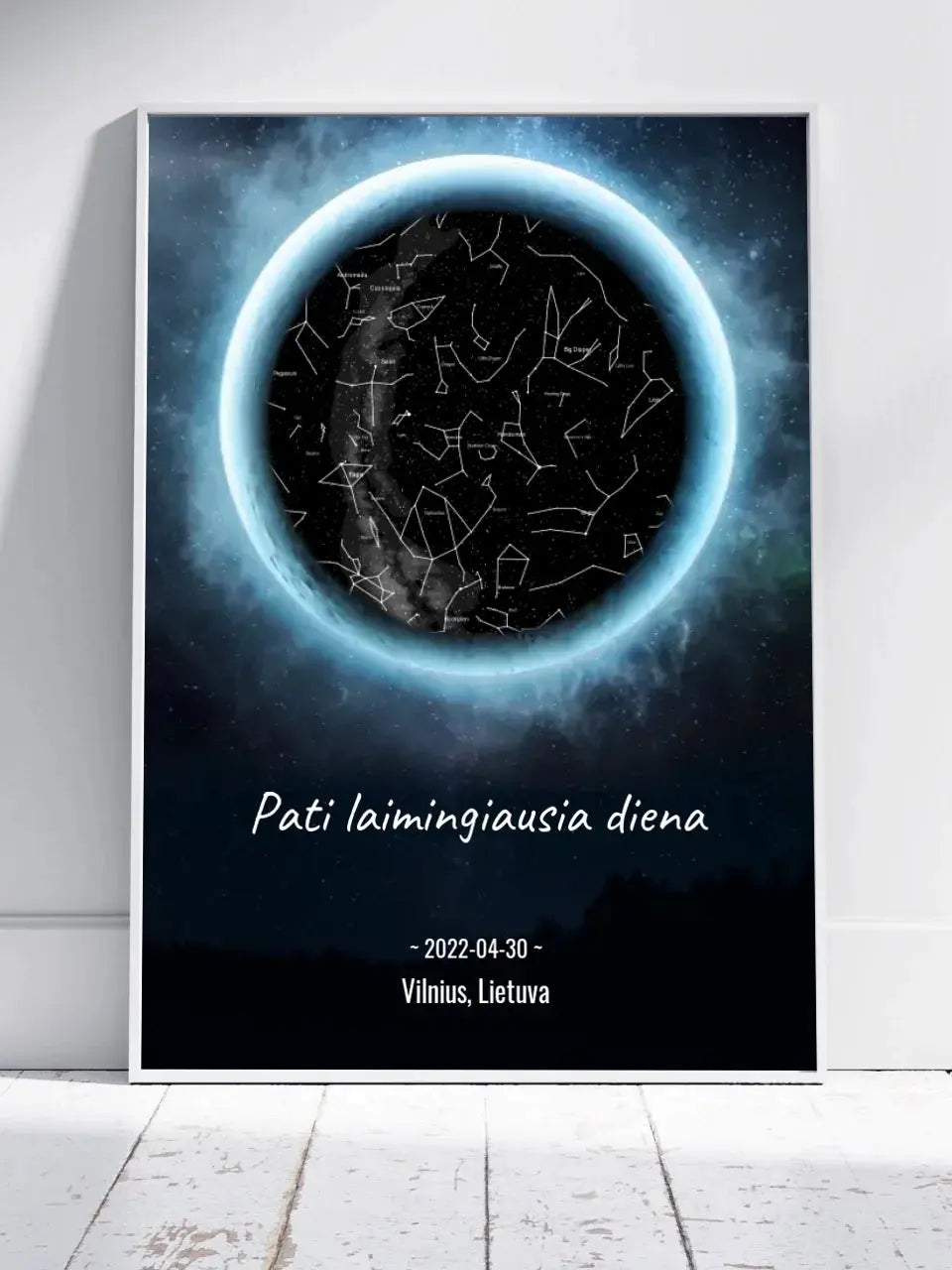 Personalizuotas žvaigždžių žemėlapis, plakatas su rėmeliu  Poster -  dovanokis.lt
