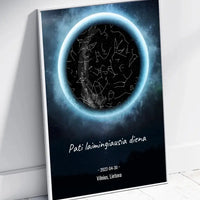 Personalizuotas žvaigždžių žemėlapis, plakatas su rėmeliu  Poster -  dovanokis.lt