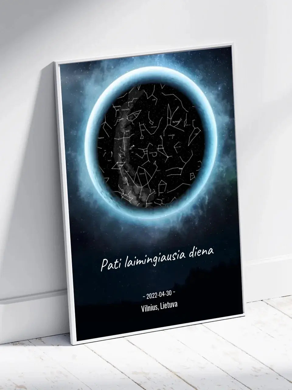 Personalizuotas žvaigždžių žemėlapis, plakatas su rėmeliu  Poster -  dovanokis.lt