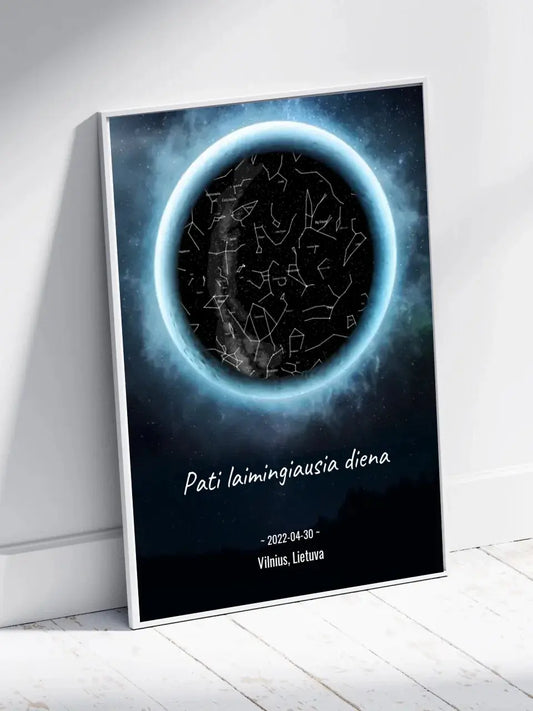 Personalizuotas žvaigždžių žemėlapis, plakatas su rėmeliu  Poster -  dovanokis.lt