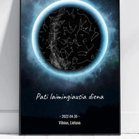 Personalizuotas žvaigždžių žemėlapis, plakatas su rėmeliu  Poster -  dovanokis.lt