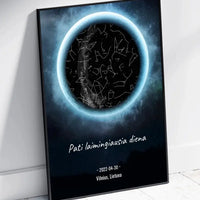 Personalizuotas žvaigždžių žemėlapis, plakatas su rėmeliu  Poster -  dovanokis.lt