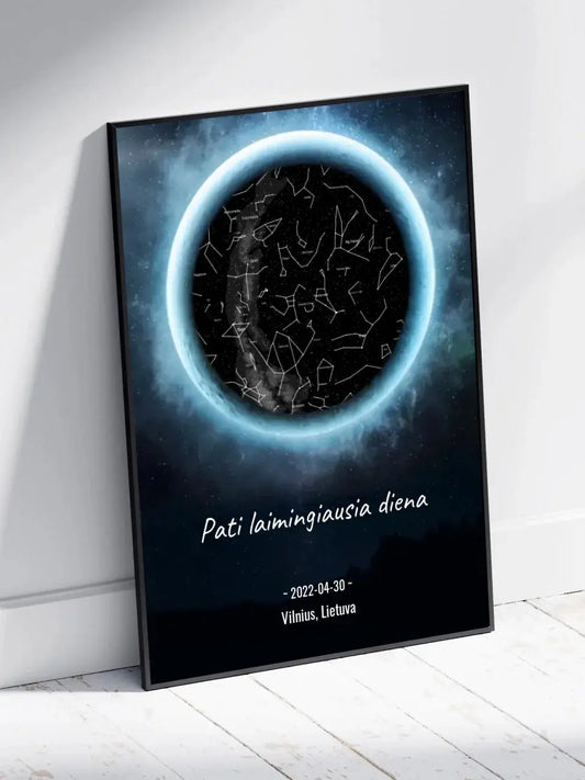 Personalizuotas žvaigždžių žemėlapis, plakatas su rėmeliu  Poster -  dovanokis.lt