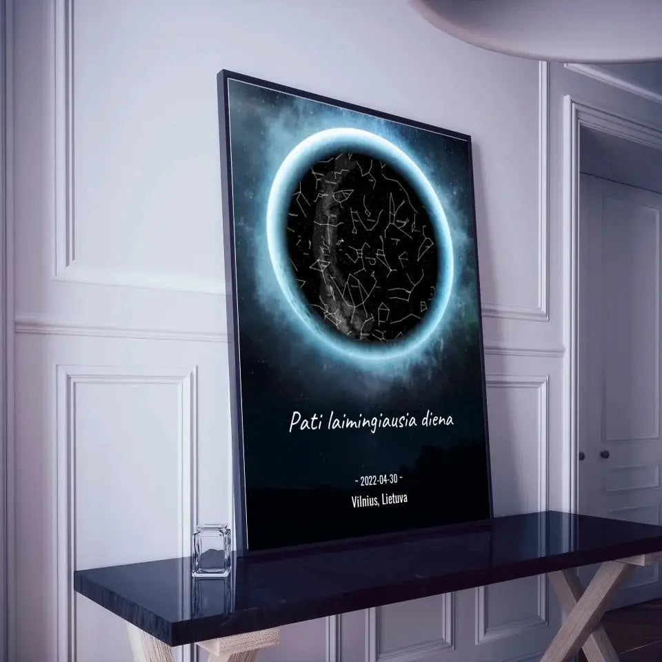 Personalizuotas žvaigždžių žemėlapis, plakatas su rėmeliu  Poster -  dovanokis.lt