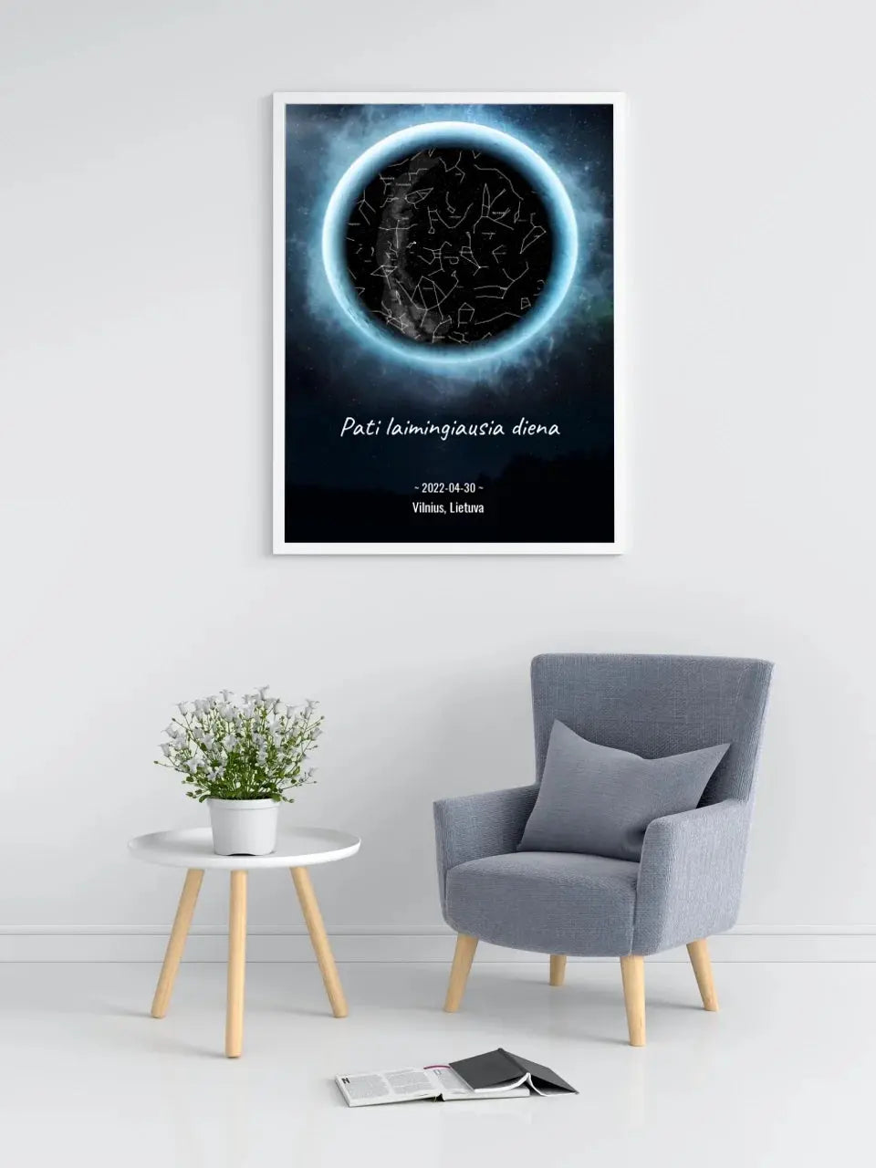 Personalizuotas žvaigždžių žemėlapis, plakatas su rėmeliu  Poster -  dovanokis.lt