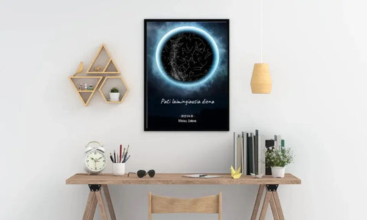 Personalizuotas žvaigždžių žemėlapis, plakatas su rėmeliu  Poster -  dovanokis.lt