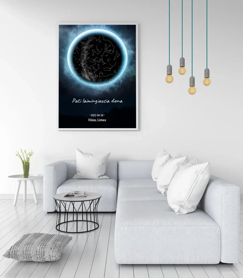 Personalizuotas žvaigždžių žemėlapis, plakatas su rėmeliu  Poster -  dovanokis.lt