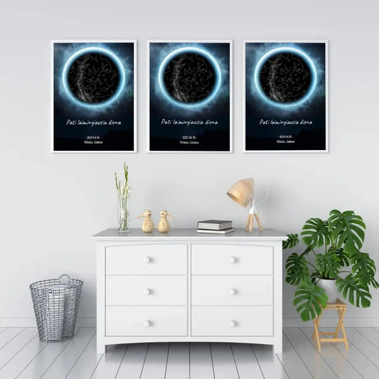 Personalizuotas žvaigždžių žemėlapis, plakatas su rėmeliu  Poster -  dovanokis.lt