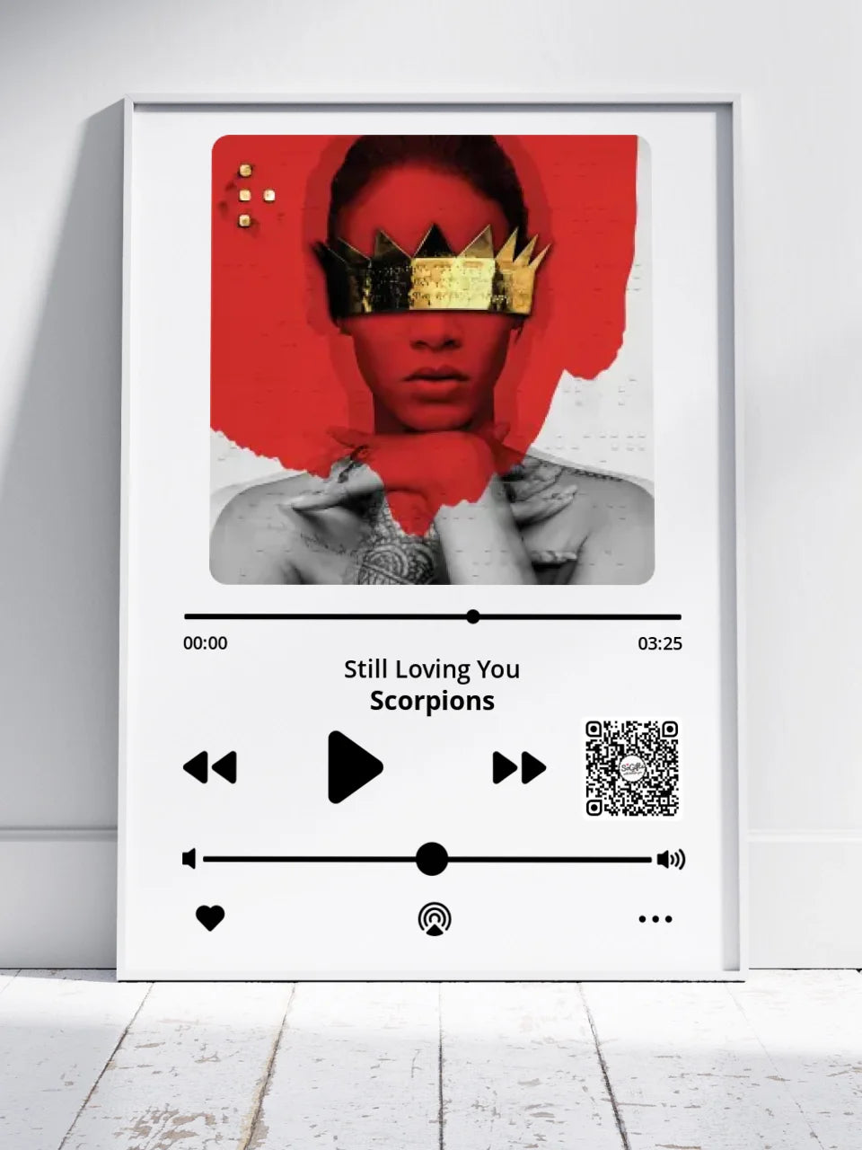 Personalizuotas "Apple music" dizaino įrėmintas plakatas su jūsų nuotrauka ir pasirinkta daina