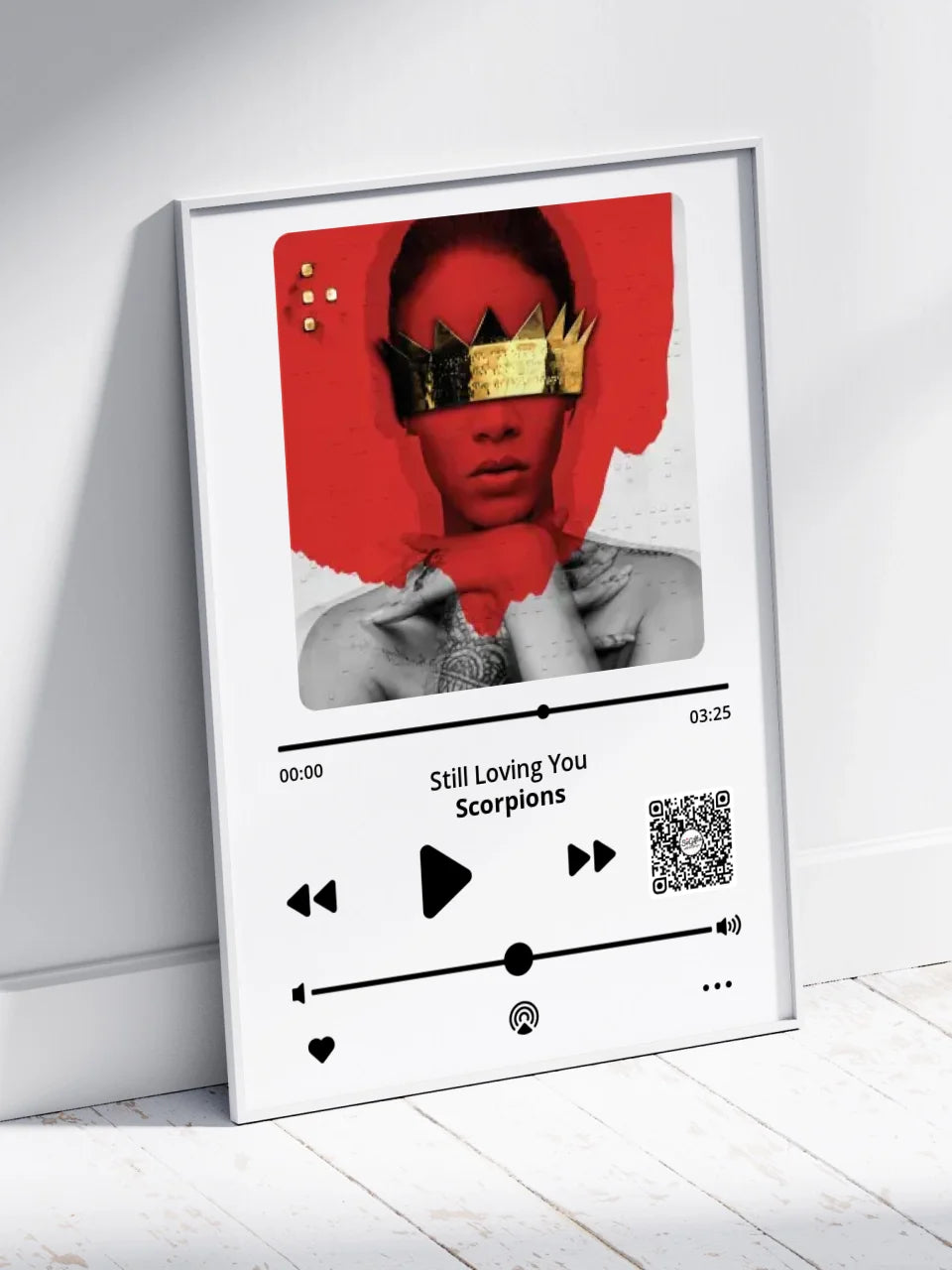 Personalizuotas "Apple music" dizaino įrėmintas plakatas su jūsų nuotrauka ir pasirinkta daina