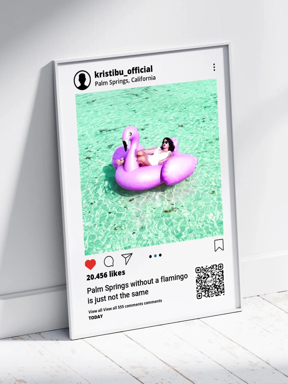 Personalizuotas "Instagram" dizaino įrėmintas plakatas su jūsų nuotrauka ir tekstu