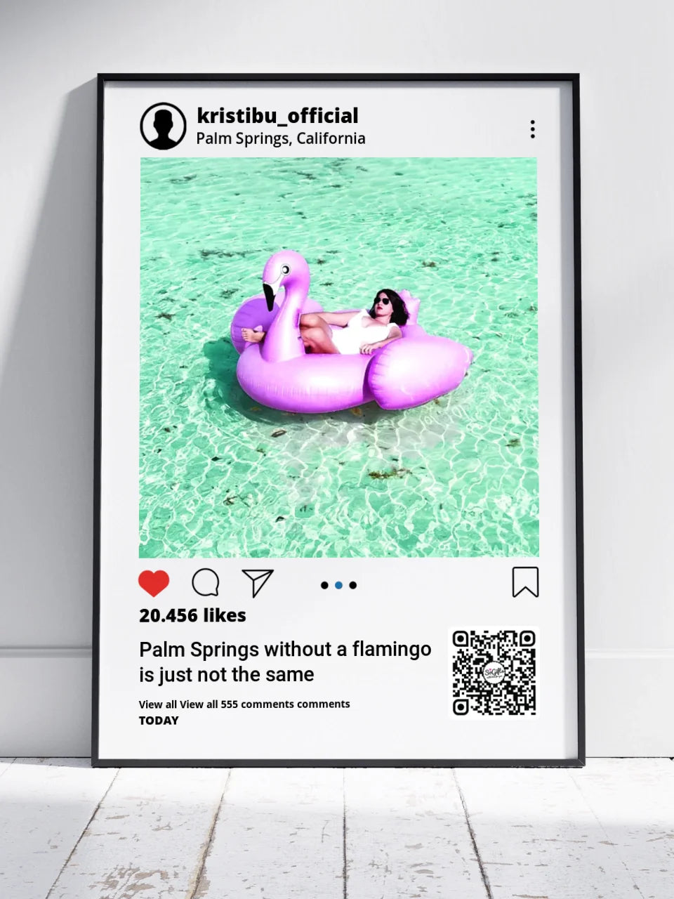 Personalizuotas "Instagram" dizaino įrėmintas plakatas su jūsų nuotrauka ir tekstu