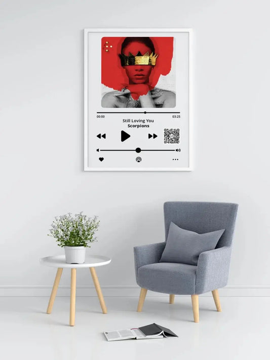 Personalizuotas "Apple music" dizaino įrėmintas plakatas su jūsų nuotrauka ir pasirinkta daina  Posteris(Plakatas) -  dovanokis.lt