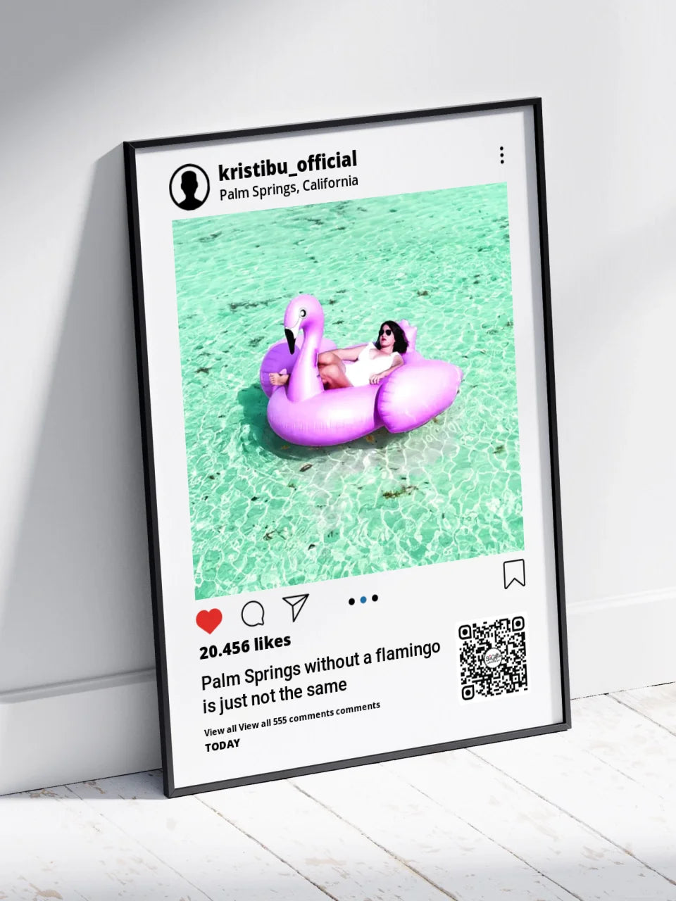 Personalizuotas "Instagram" dizaino įrėmintas plakatas su jūsų nuotrauka ir tekstu