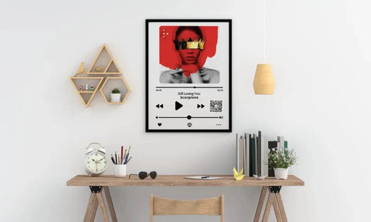 Personalizuotas "Apple music" dizaino įrėmintas plakatas su jūsų nuotrauka ir pasirinkta daina  Posteris(Plakatas) -  dovanokis.lt