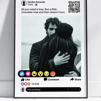 Personalizuotas "Facebook" dizaino įrėmintas plakatas su jūsų nuotrauka ir tekstu  Posteris(Plakatas) -  dovanokis.lt