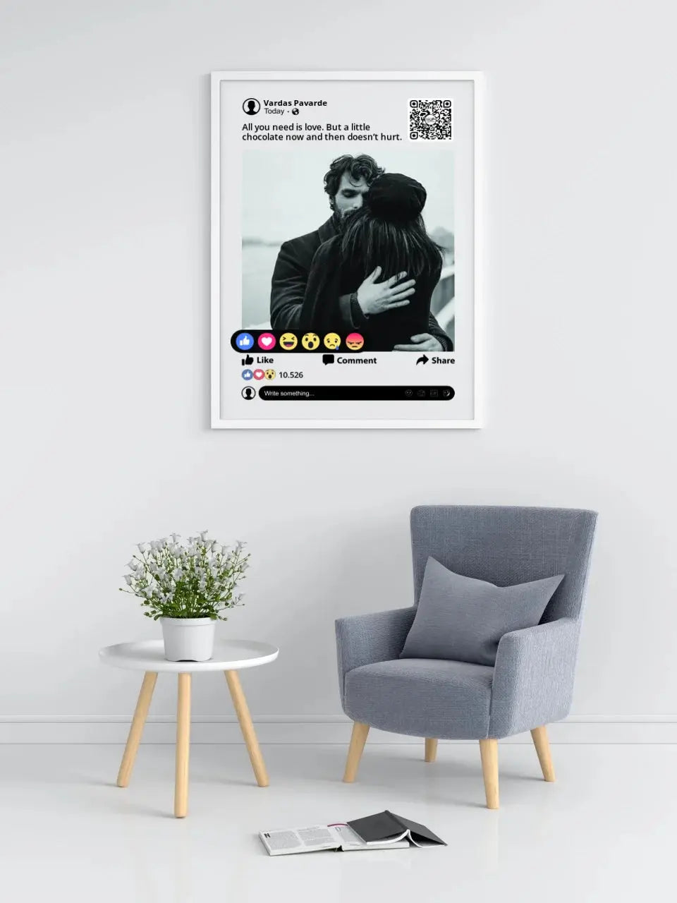 Personalizuotas "Facebook" dizaino įrėmintas plakatas su jūsų nuotrauka ir tekstu  Posteris(Plakatas) -  dovanokis.lt