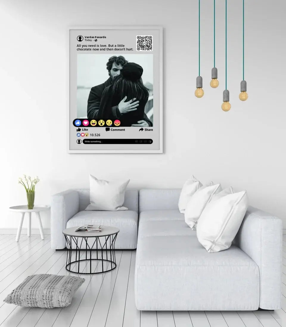 Personalizuotas "Facebook" dizaino įrėmintas plakatas su jūsų nuotrauka ir tekstu  Posteris(Plakatas) -  dovanokis.lt