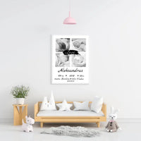 Personalizuota Vaiko Gimimo Metrikų Iliustracija su jūsų nuotraukomis, plakatas su rėmeliu  Poster -  dovanokis.lt