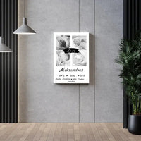 Personalizuota Vaiko Gimimo Metrikų Iliustracija ant drobės su jūsų nuotraukomis  Drobe -  dovanokis.lt