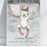 Personalizuota Vaiko Gimimo Metrikų Iliustracija, Mergaitės ir Berniuko gimimo metrika, plakatas su rėmeliu  Poster -  dovanokis.lt