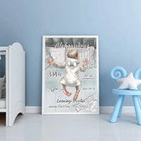 Personalizuota Vaiko Gimimo Metrikų Iliustracija, Mergaitės ir Berniuko gimimo metrika, plakatas su rėmeliu  Poster -  dovanokis.lt