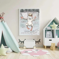 Personalizuota Vaiko Gimimo Metrikų Iliustracija, Mergaitės ir Berniuko gimimo metrika, plakatas su rėmeliu  Poster -  dovanokis.lt