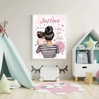 Personalizuota Vaiko Gimimo Metrikų Iliustracija Mylimiausia mama, Mergaitės gimimo metrika, plakatas su rėmeliu  Poster -  dovanokis.lt