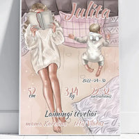 Personalizuota Vaiko Gimimo Metrikų Iliustracija, plakatas su rėmeliu  Poster -  dovanokis.lt