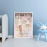 Personalizuota Vaiko Gimimo Metrikų Iliustracija, plakatas su rėmeliu  Poster -  dovanokis.lt