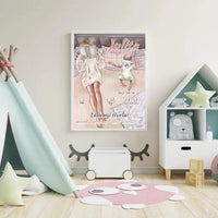 Personalizuota Vaiko Gimimo Metrikų Iliustracija, plakatas su rėmeliu  Poster -  dovanokis.lt