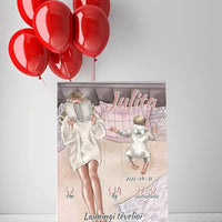 Personalizuota Vaiko Gimimo Metrikų Iliustracija at drobės  Drobe -  dovanokis.lt