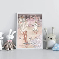 Personalizuota Vaiko Gimimo Metrikų Iliustracija, plakatas su rėmeliu  Poster -  dovanokis.lt