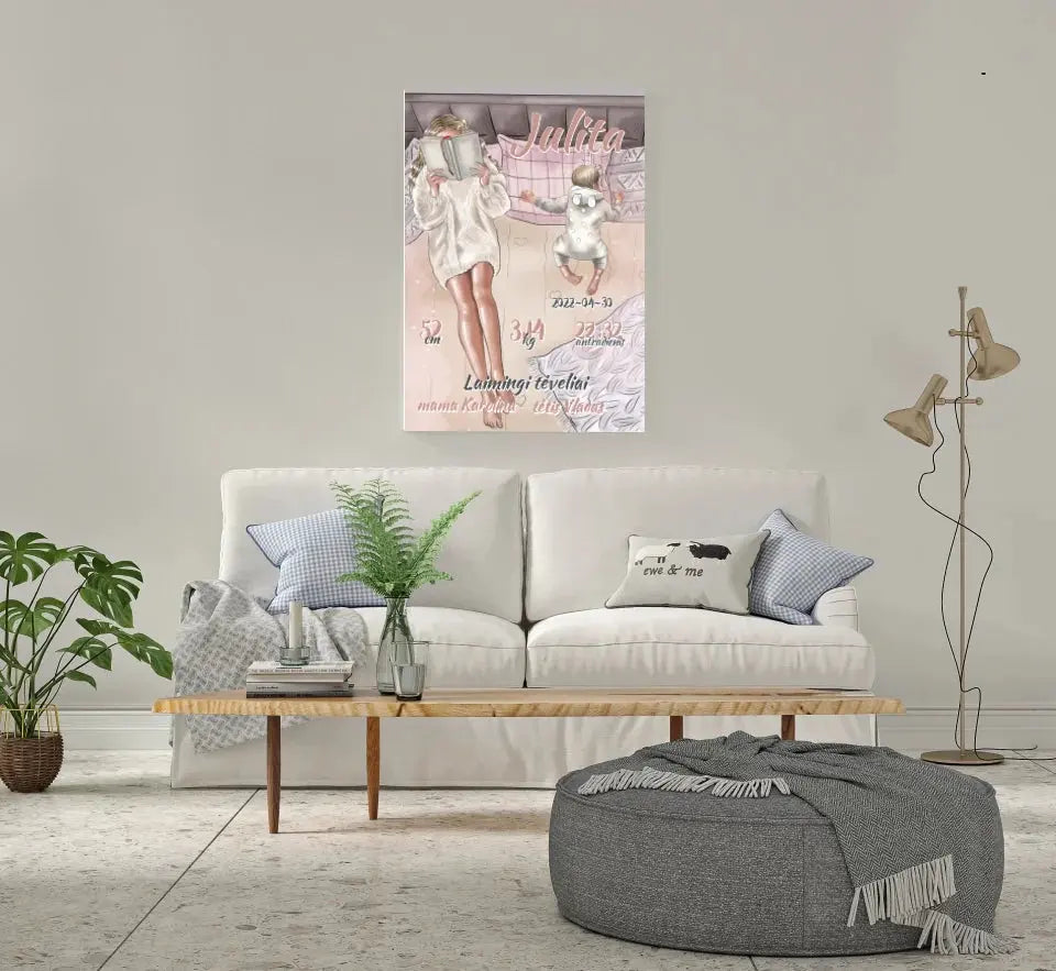 Personalizuota Vaiko Gimimo Metrikų Iliustracija at drobės  Drobe -  dovanokis.lt