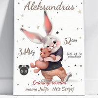 Personalizuota Berniuko Gimimo Metrikų Iliustracija, plakatas su rėmeliu  Posteris(Plakatas) -  dovanokis.lt