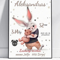 Personalizuota Berniuko Gimimo Metrikų Iliustracija, plakatas su rėmeliu  Posteris(Plakatas) -  dovanokis.lt