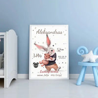Personalizuota Berniuko Gimimo Metrikų Iliustracija, plakatas su rėmeliu  Posteris(Plakatas) -  dovanokis.lt